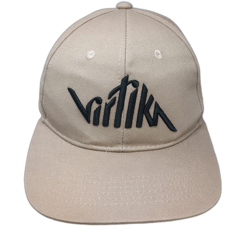 Virtika Snapback Hat Beige Black One Size Cotton Embroidered Logo Structured